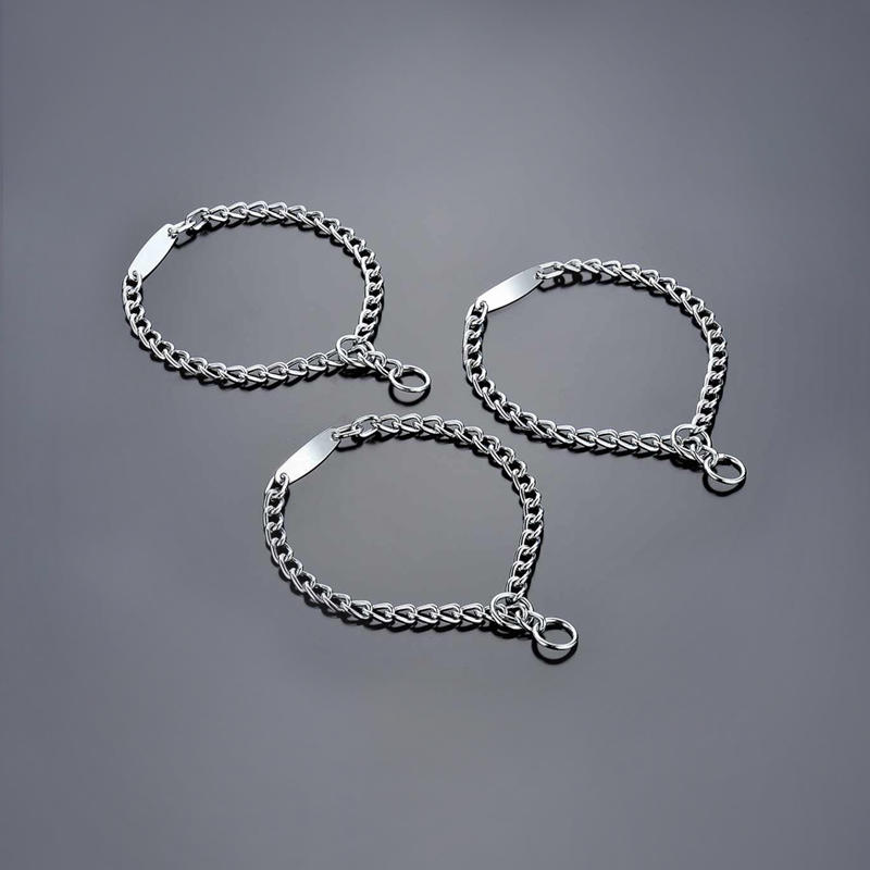 SL203 Chrome-Plated Choke Chain Collar with Brand