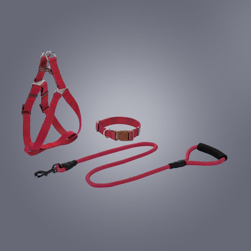 SLL119 Reflective Nylon Rope Pet Harness Collar and Leash Set